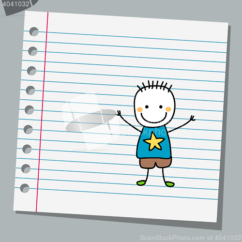 Image of notebook paper with little boy