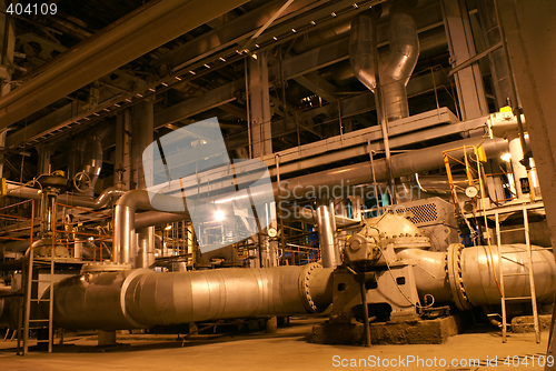 Image of Pipes, machinery, tubes and pumps at a power plant