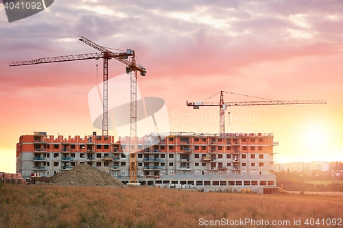 Image of Construction site with cranes