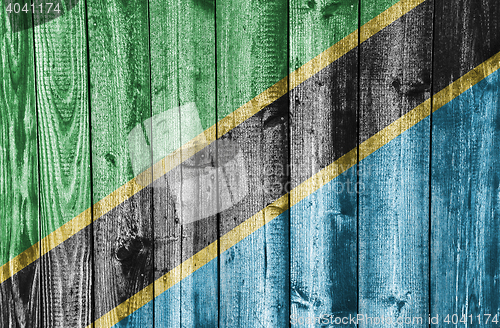 Image of Flag on weathered wood