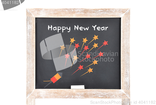 Image of Happy New Year on blackboard