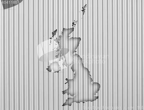 Image of Map of Great Britain on corrugated iron