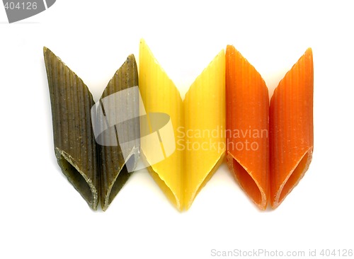 Image of three colours penne italian pasta