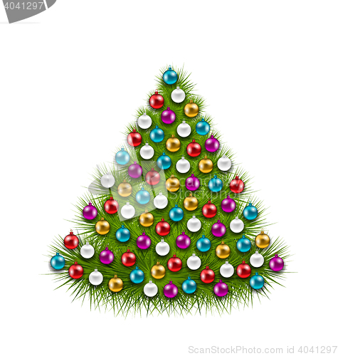 Image of Christmas Tree Decorated Colorful Balls