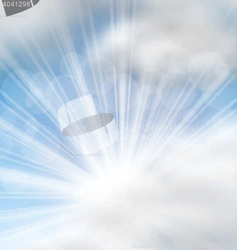 Image of Cloudscape Background with Sun Rays