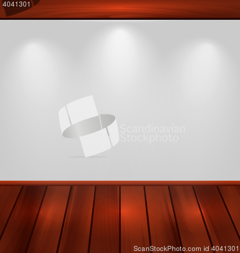 Image of Empty wall with light and wooden floor