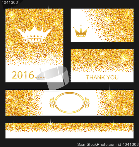 Image of Collection of Gleam Cards. Decorative Golden Surfaces 