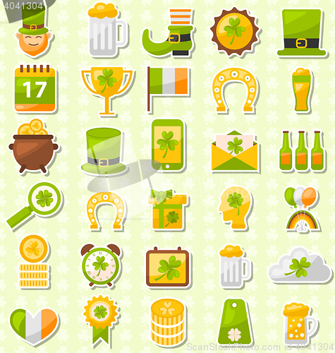 Image of Modern Flat Design Icons for Saint Patrick\'s Day, Collection Hol