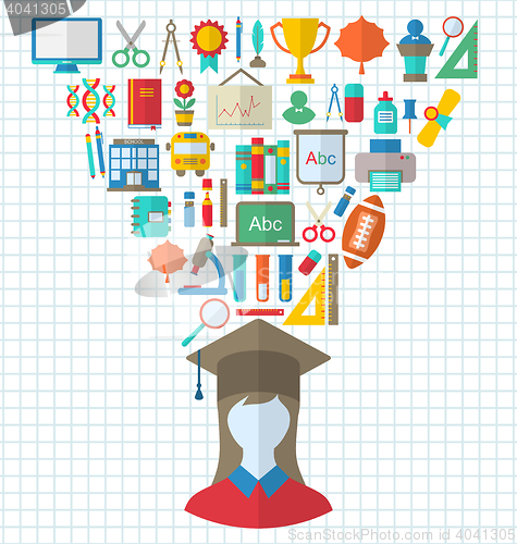 Image of Set of Education Flat Colorful Icons