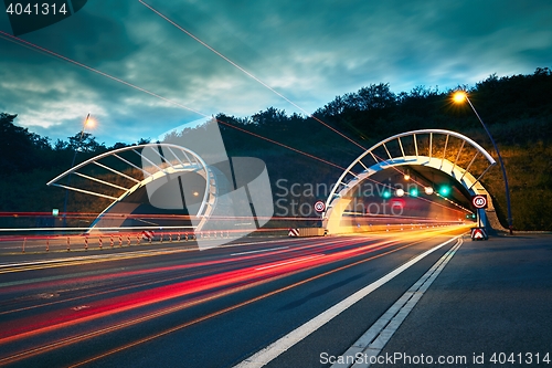 Image of Highway tunnel at night