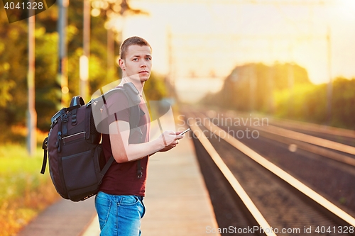 Image of Traveler at the sunset