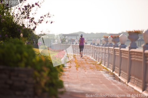 Image of sporty woman jogging