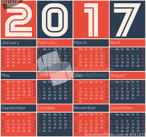 Image of Simple 2017 calendar design