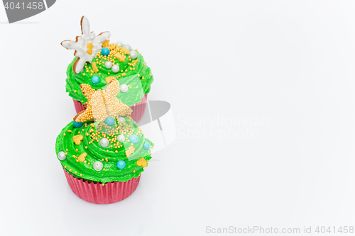 Image of Christmas tree cupcakes
