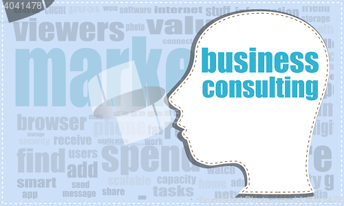 Image of business consulting, vector head, profile icon, woman head silhouette, business man head. vector illustration