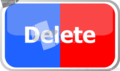 Image of delete word on vector web button icon isolated on white. flat icon vector illustration.