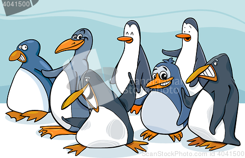 Image of penguins group cartoon