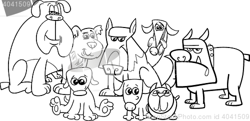 Image of dogs group coloring book