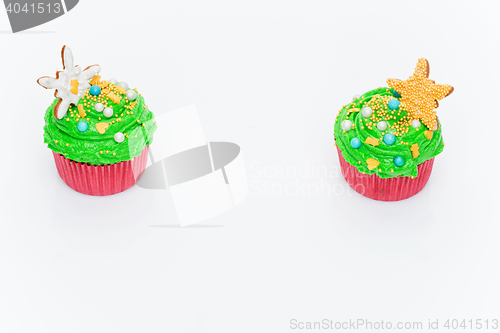 Image of Christmas tree cupcakes