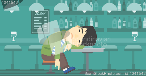 Image of Man sleeping in bar.