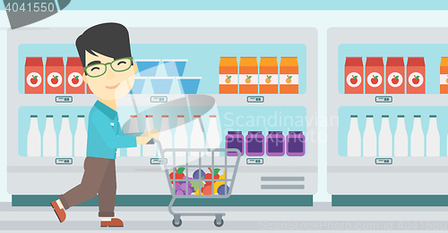 Image of Customer with shopping cart vector illustration.