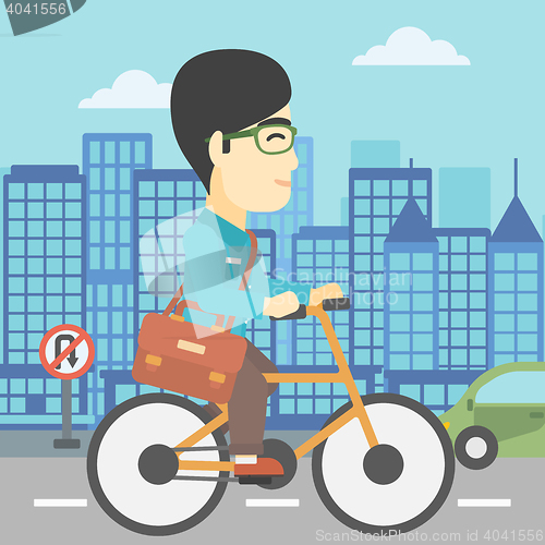 Image of Man riding bicycle vector illustration.