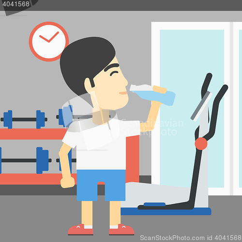 Image of Sportive man drinking water vector illustration.