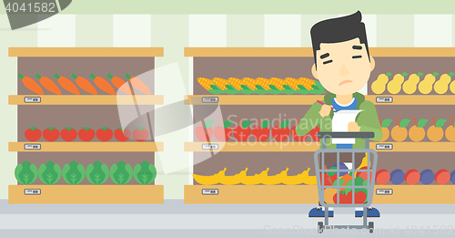 Image of Man with shopping list vector illustration.