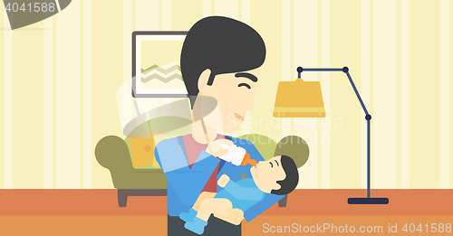 Image of Father feeding baby.