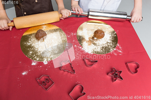 Image of Children making christmas gingerbread