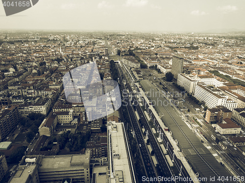 Image of Aerial view of Turin vintage desaturated