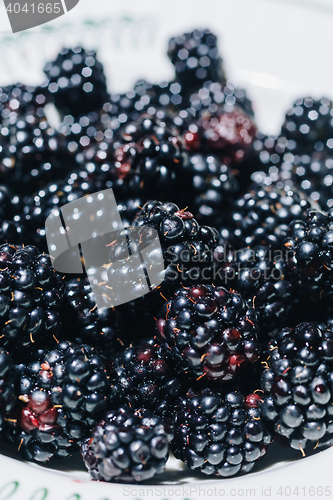 Image of Blackberry on plate in close-up