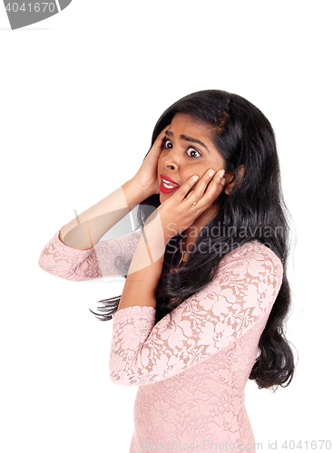 Image of Frightened Indian woman.