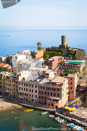 Image of Vernazza in Cinque Terre, Italy - Summer 2016 - view from the hi