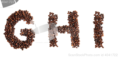 Image of alphabet from coffee beans