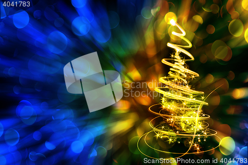 Image of christmas tree with color background