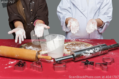 Image of Children making christmas gingerbread