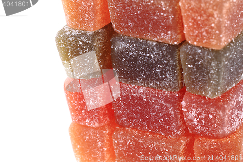 Image of candy fruit cubes isolated