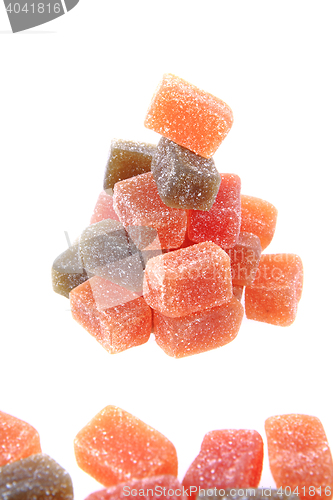 Image of candy fruit cubes as christmas tree