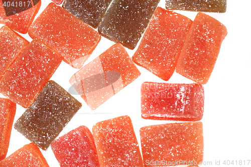 Image of candy fruit cubes isolated