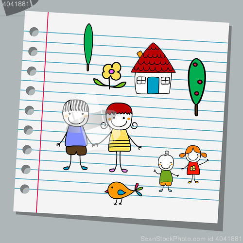 Image of notebook paper with family