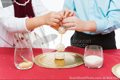 Image of Children making christmas dessert