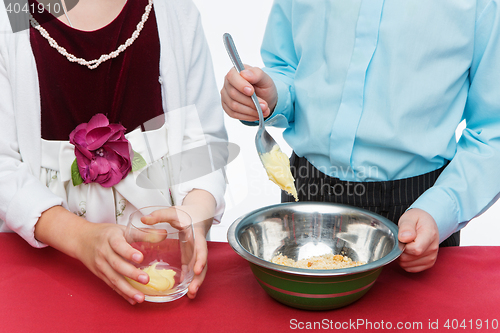 Image of Children making christmas dessert