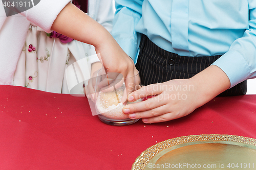 Image of Children making christmas dessert