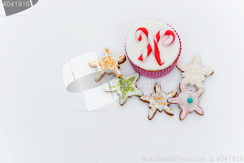 Image of New Year cupcake and cookies