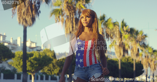 Image of Pretty African Woman in Casual Summer Clothing