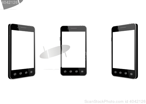 Image of Modern mobile phones on the white background