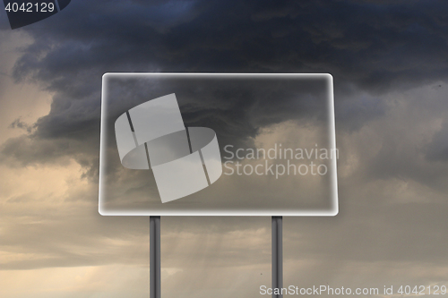 Image of empty and transparent billboard in thunder-storm