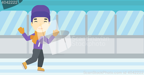 Image of Man ice skating vector illustration.