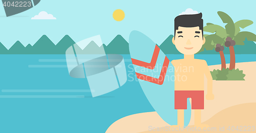 Image of Surfer holding surfboard vector illustration.